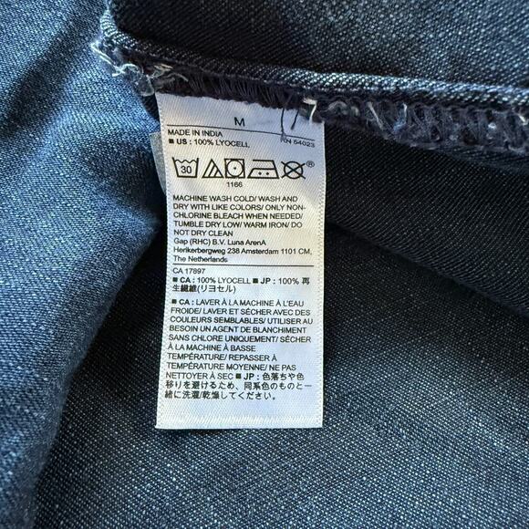 Banana Republic Western Denim Midi Dress Sz M Blue Button Peasant Cottagecore LS - Picture 6 of 10